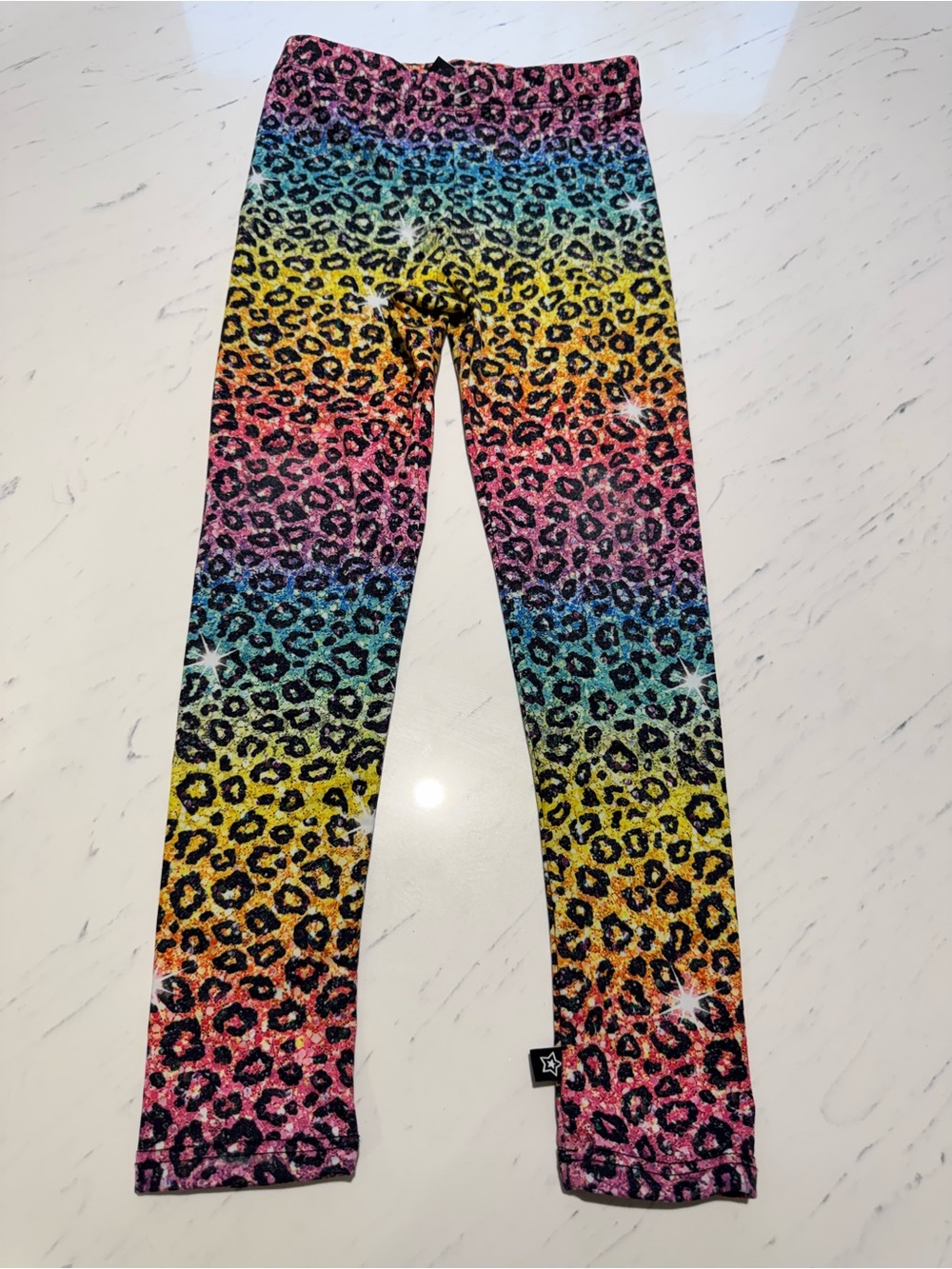 Pixielane Girls' Rainbow Leopard Print Leggings - Multicolor